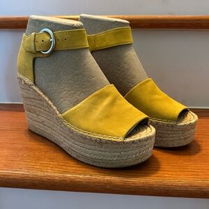 NEW! Marc Fisher Yellow Espadrille Wedges